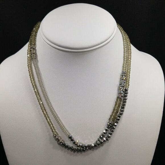 Loft Long Crystal Beaded Necklace, Aurora Borealis Rondelle Rhinestones, 35 In - Picture 6 of 7